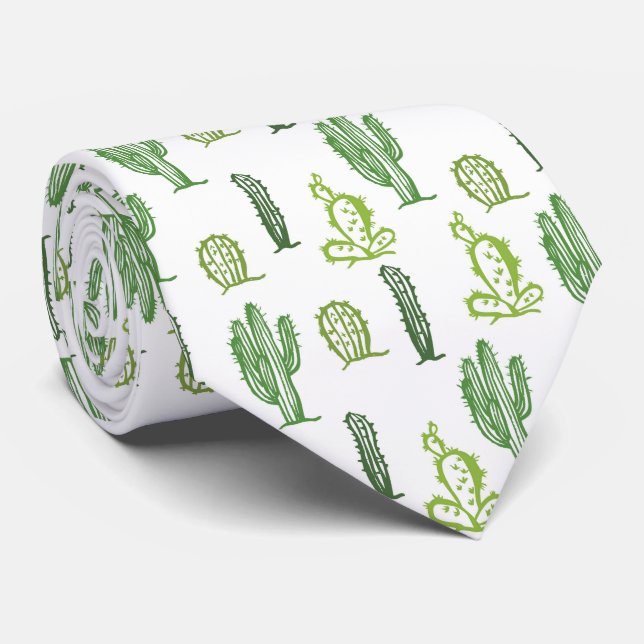 Corbata Patrón de cactus verde variado (Enrollado)