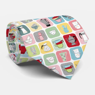 Corbata Patrón de cafés y tazas retro