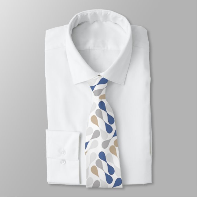 Corbata Patrón de caídas azul y beige (Atado)
