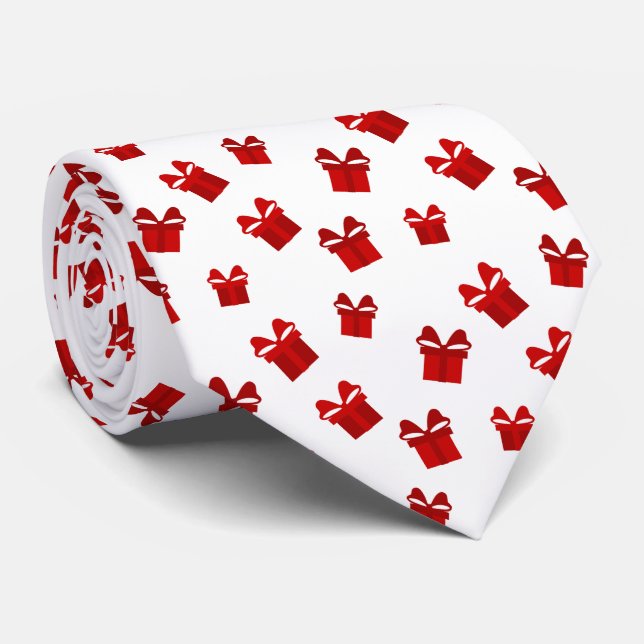 Corbata Patrón de cajas de regalo de Navidades blancos y r (Enrollado)