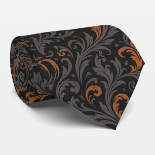 Corbata Patrón de calabaza barroca oscura sin fisuras Ne