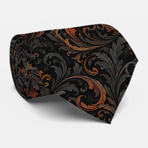 Corbata Patrón de calabaza barroca oscura sin fisuras   Ne