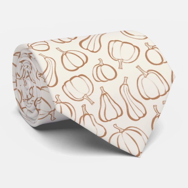 Corbata Patrón de calabaza boho neutral fiesta de otoño Ha (Enrollado)