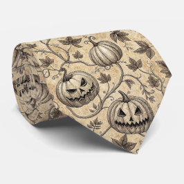 Corbata Patrón de calabaza de Halloween vintage con viñeta
