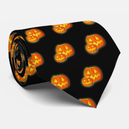 Corbata Patrón de calabaza de Naranja negro de Halloween
