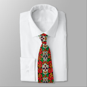 Corbata Patrón de calaveras florales