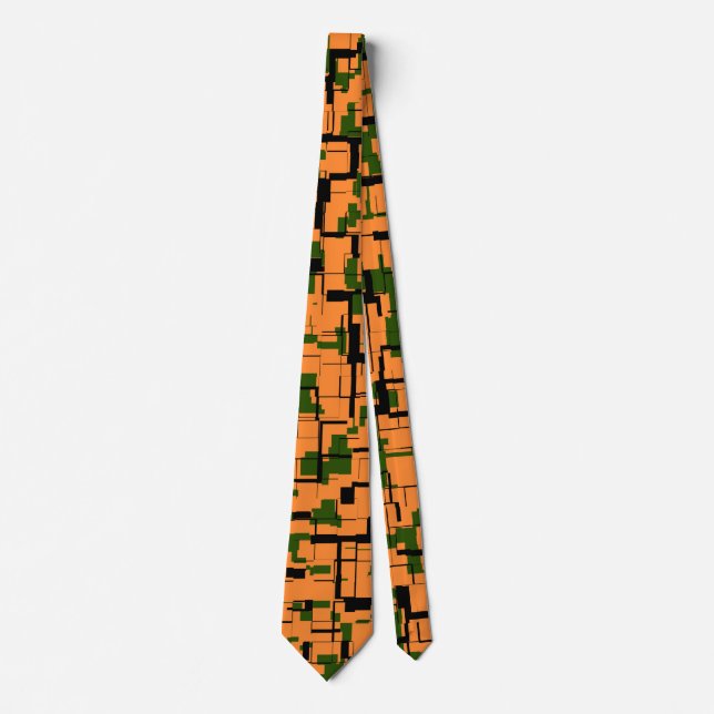 Corbata Patrón de cámara digital verde negro naranja (Anverso)