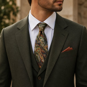 Corbata Patrón de Camuflaje Abstracto en Tonos Terrosos