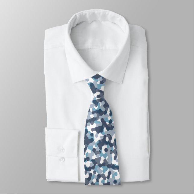 Corbata Patrón de camuflaje azul moderno con temática mari (Atado)