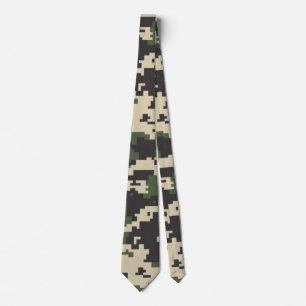 Corbata Patrón de Camuflaje Digital Verde