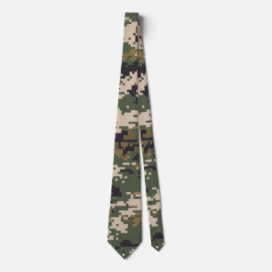 Corbata Patrón de Camuflaje Digital Verde