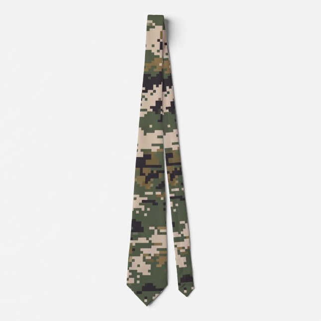 Corbata Patrón de Camuflaje Digital Verde (Anverso)