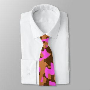 Corbata Patrón de camuflaje en blanco, rosa y marrón