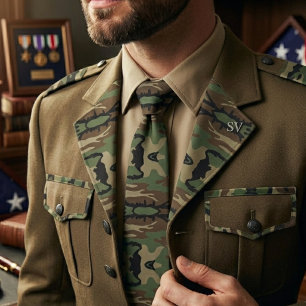 Corbata Patrón de camuflaje militar de bosque