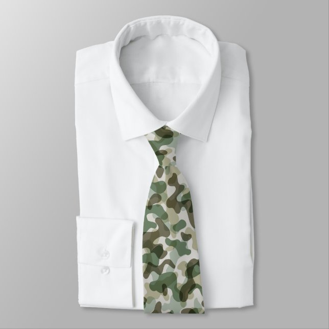 Corbata Patrón de camuflaje verde en tonos terrosos (Atado)