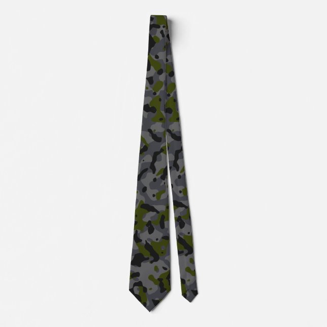Corbata Patrón de camuflaje verde oliva, gris y negro (Anverso)