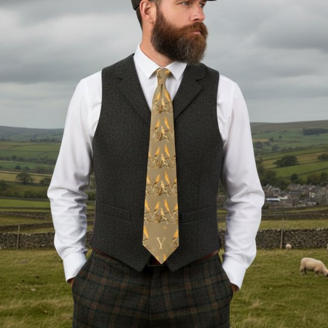 Corbata patrón de canario de Yorkshire - tu monograma (Subido por el creador)