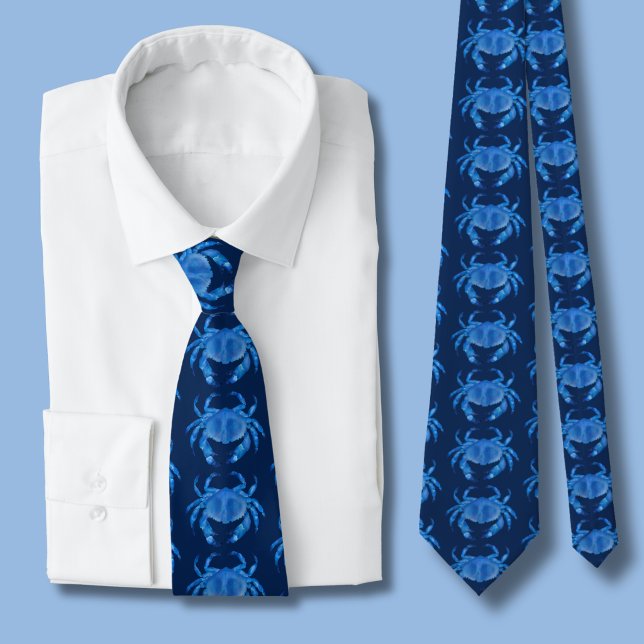 Corbata Patrón de cangrejo azul (navy blue crab tie)