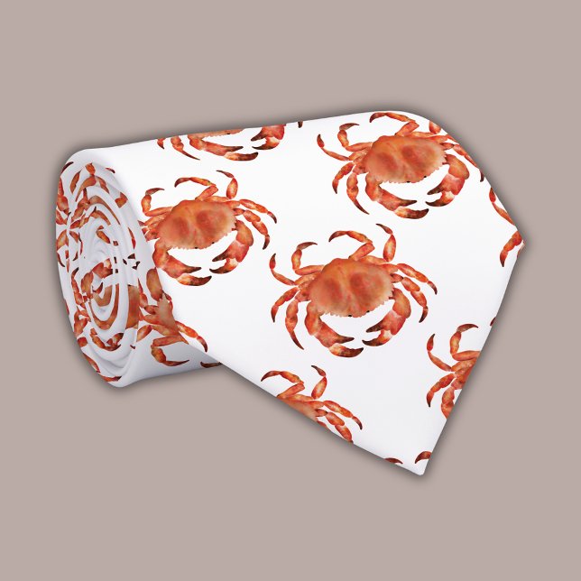 Corbata Patrón de cangrejo costero (Brown crab coastal crustacean neck tie)