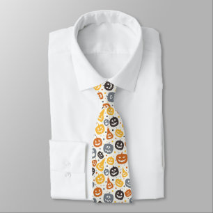 Corbata Patrón de caras coloridas Jack-O'-Lantern