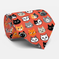 Patrón de caras de gato | Rojo de Gato Gato Gatito