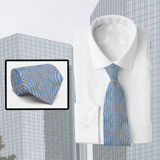 Corbata Patrón de cebra azul y dorado texturizado y simétr (Subido por el creador)