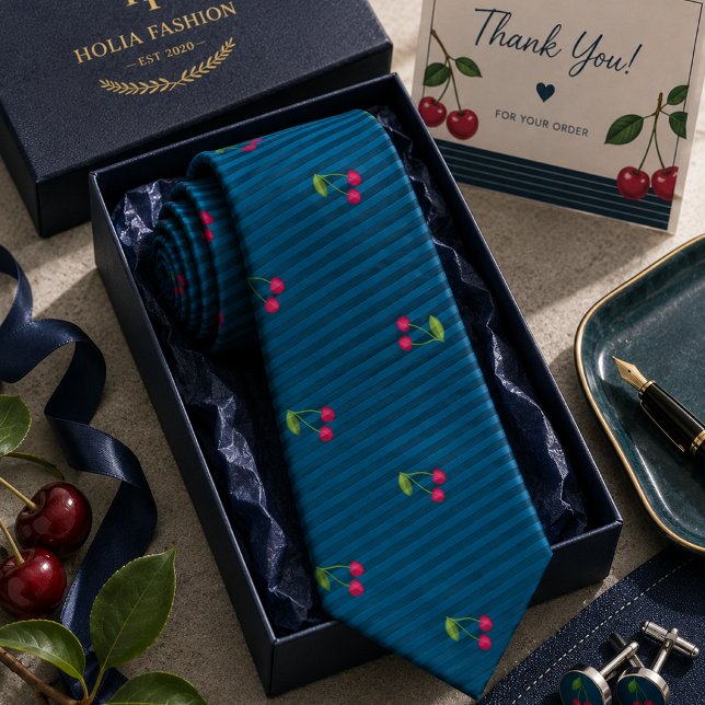 Corbata Patrón de cereza dulce roja (Subido por el creador)