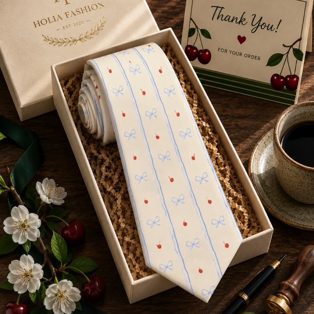 Corbata Patrón de Cereza Dulce Roja Coqueta (Subido por el creador)