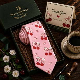 Corbata Patrón de cereza dulce roja Kawaii
