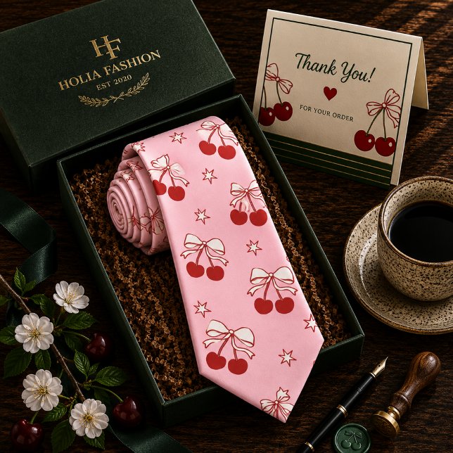 Corbata Patrón de cereza dulce roja Kawaii (Subido por el creador)