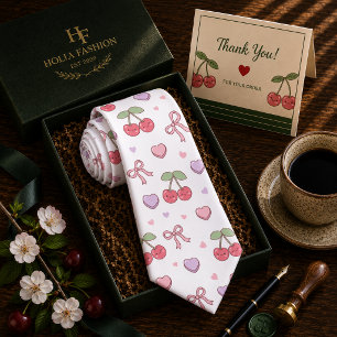 Corbata Patrón de cereza dulce roja Kawaii