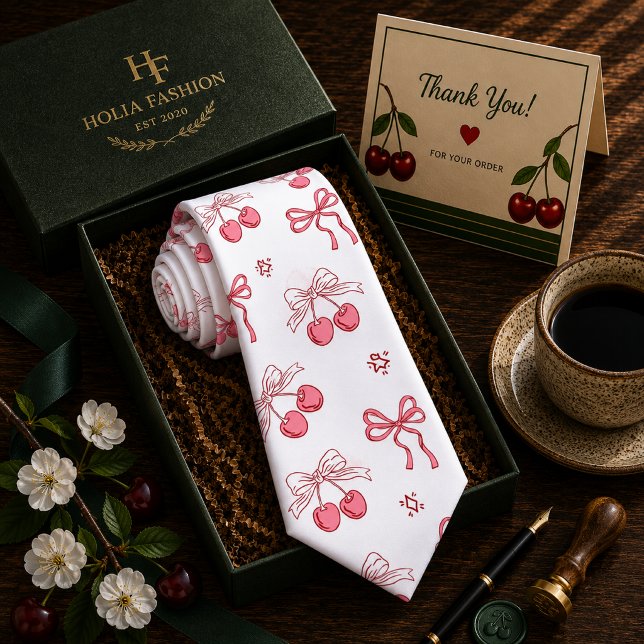 Corbata Patrón de cereza dulce roja Kawaii (Subido por el creador)