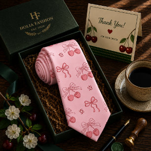Corbata Patrón de cereza dulce roja Kawaii