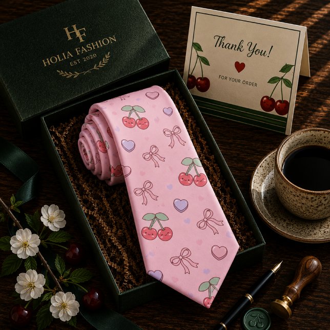 Corbata Patrón de cereza dulce roja Kawaii (Subido por el creador)
