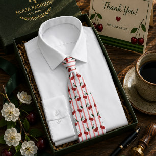 Corbata Patrón de cereza dulce roja Kawaii