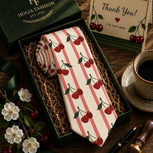 Corbata Patrón de cereza dulce roja Kawaii