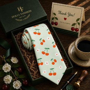 Corbata Patrón de cereza dulce roja Kawaii