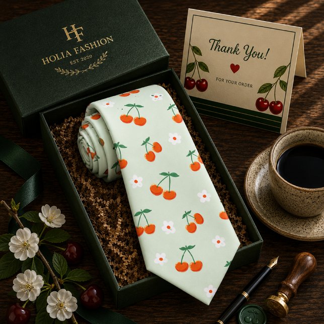 Corbata Patrón de cereza dulce roja Kawaii (Subido por el creador)