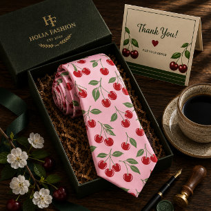 Corbata Patrón de cereza dulce roja Kawaii