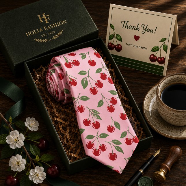 Corbata Patrón de cereza dulce roja Kawaii (Subido por el creador)