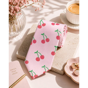 Corbata Patrón de Cereza Roja Dulce