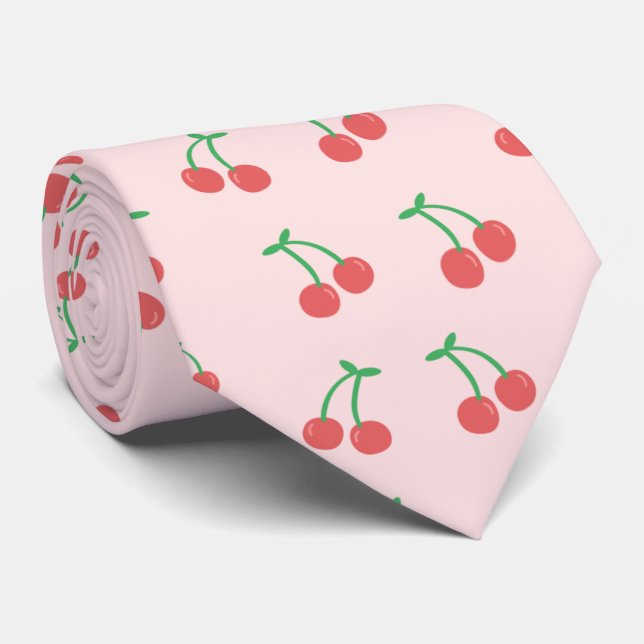Corbata Patrón de cerezo rojo dulce (Enrollado)
