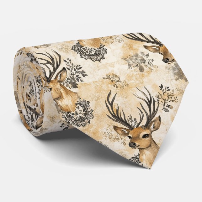 Corbata Patrón de cervatillo de bosque rústico (Enrollado)