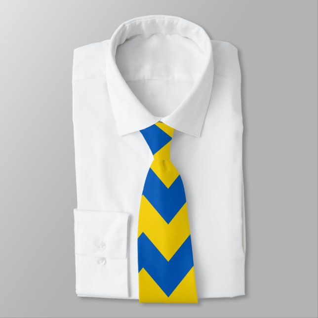 Corbata Patrón de cheurón azul amarillo (Atado)