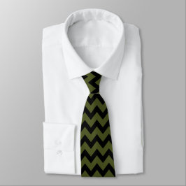 Corbata Patrón de Chevron retro verde del ejército negro d