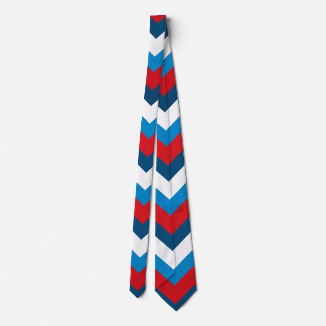 Corbata Patrón de chevron rojo blanco y azul (Reverso)