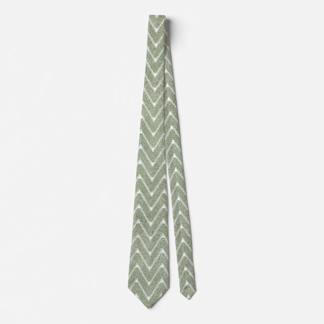 Corbata Patrón de Chevron verde Dusty Sage (Anverso)