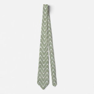 Corbata Patrón de Chevron Verde Sage Polvoriento