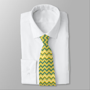 Corbata Patrón de chevron verde y amarillo