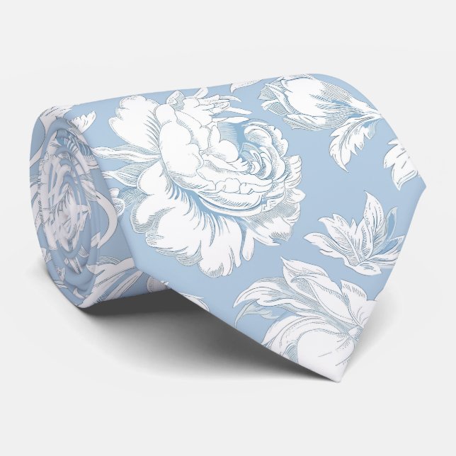 Corbata Patrón de chinoisería azul y blanco (Enrollado)